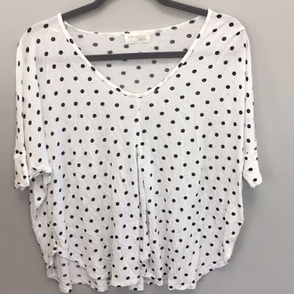 Zara | Zara W&B Polka Dot V Neck Crop Top | M - Picture 1 of 7